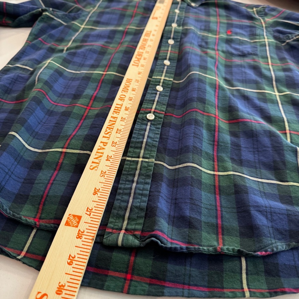 Ralph Lauren Mens Plaid Button Down Shirt Navy Green Red Cotton Large Pony Logo - Picture 7 of 9